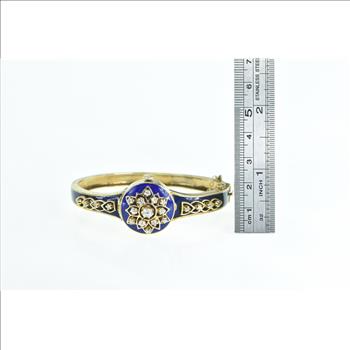 14K 0.80 Ctw Diamond Hidden Pery Watch Enamel Yellow Gold Bracelet 6.75