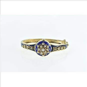 14K 0.80 Ctw Diamond Hidden Pery Watch Enamel Yellow Gold Bracelet 6.75