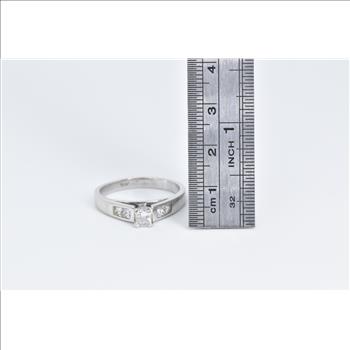 14K 0.80 Ctw Princess Diamond Engagement White Gold Ring, Size 10