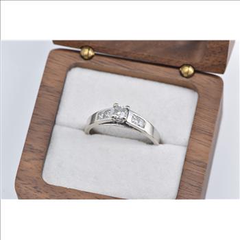 14K 0.80 Ctw Princess Diamond Engagement White Gold Ring, Size 10