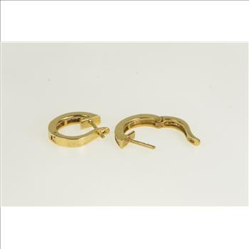 14K 0.80 Ctw Princess Diamond Oval Hoop Yellow Gold Earrings