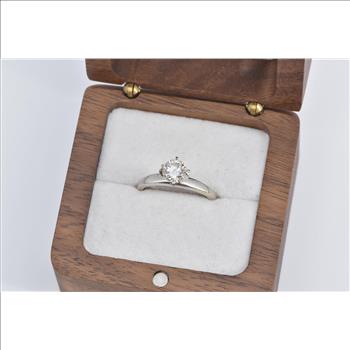 14K 0.82 Ct Diamond Solitaire Classic Engagement White Gold Ring, Size 6.5