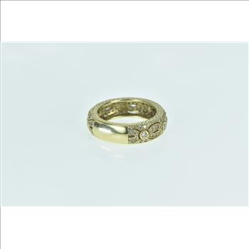 14K 0.82 Ctw Diamond Encrusted Ornate Band Yellow Gold Ring, Size 9.25