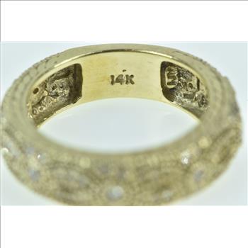14K 0.82 Ctw Diamond Encrusted Ornate Band Yellow Gold Ring, Size 9.25