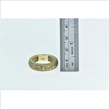 14K 0.82 Ctw Diamond Encrusted Ornate Band Yellow Gold Ring, Size 9.25