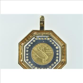 14K 0.84 Ctw 1927 Indian Head $5 Gold Eagle Coin Yellow Gold Pendant