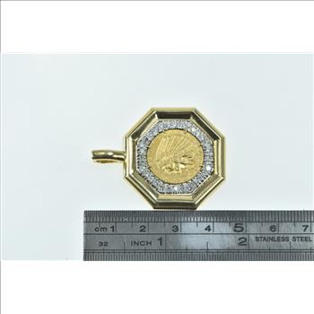 14K 0.84 Ctw 1927 Indian Head $5 Gold Eagle Coin Yellow Gold Pendant