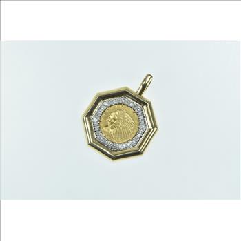 14K 0.84 Ctw 1927 Indian Head $5 Gold Eagle Coin Yellow Gold Pendant