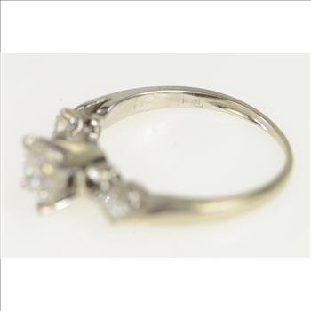 14K 0.84 Ctw 1950's Classic Diamond Engagement White Gold Ring, Size 5.5