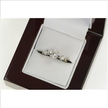 14K 0.84 Ctw 1950's Classic Diamond Engagement White Gold Ring, Size 5.5