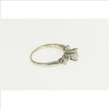 14K 0.84 Ctw 1950's Classic Diamond Engagement White Gold Ring, Size 5.5