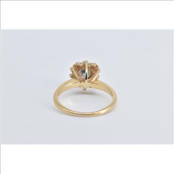 14K 0.85 Ctw Natural Diamond Halo Engagement Yellow Gold Ring, Size 5.75