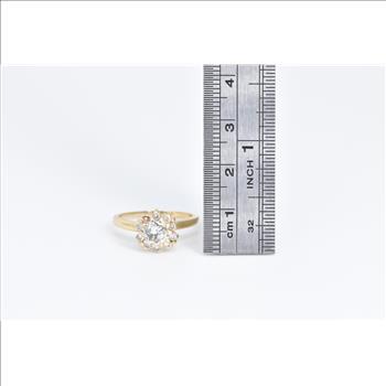 14K 0.85 Ctw Natural Diamond Halo Engagement Yellow Gold Ring, Size 5.75