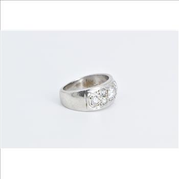 14K 0.85 Ctw Pave Diamond Encrusted Band White Gold Ring, Size 5