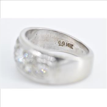 14K 0.85 Ctw Pave Diamond Encrusted Band White Gold Ring, Size 5