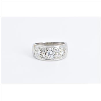 14K 0.85 Ctw Pave Diamond Encrusted Band White Gold Ring, Size 5