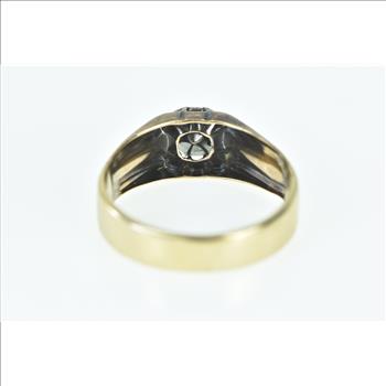14K 0.85 Rose Cut Diamond Victorian Engagement Yellow Gold Ring, Size 10