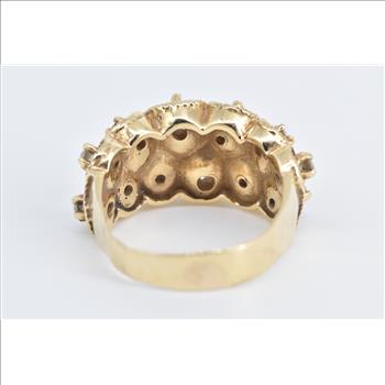 14K 0.87 Ctw Natural Diamond Vintage Wave Band Yellow Gold Ring, Size 8.25
