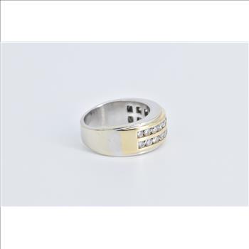 14K 0.88 Ctw Diamond Channel Wedding Band White Gold Ring, Size 6.5