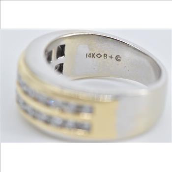 14K 0.88 Ctw Diamond Channel Wedding Band White Gold Ring, Size 6.5