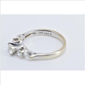 14K 0.89 Ctw Natural Vintage Diamond Engagement White Gold Ring, Size 7