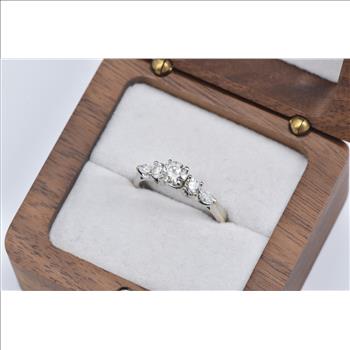 14K 0.89 Ctw Natural Vintage Diamond Engagement White Gold Ring, Size 7