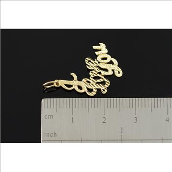 14K 0.8g I Love You Word Cut Out Cursive Yellow Gold Charm/Pendant