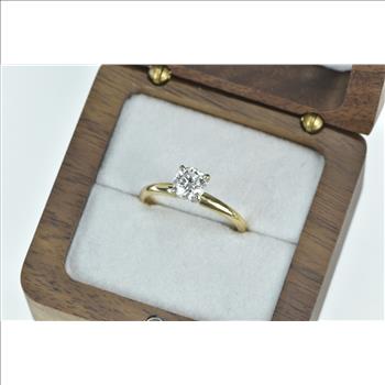 14K 0.90 Ct Diamond Solitaire Classic Engagement Yellow Gold Ring, Size 9