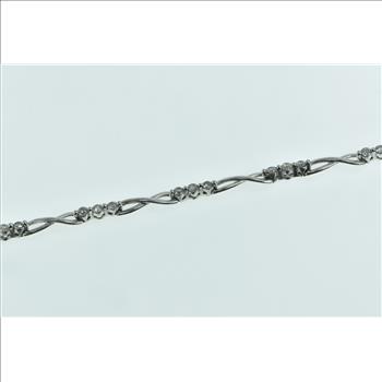 14K 0.90 Ctw Diamond Infinity Link Chain Tennis White Gold Bracelet 7
