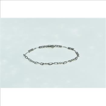 14K 0.90 Ctw Diamond Infinity Link Chain Tennis White Gold Bracelet 7