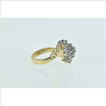 14K 0.90 Ctw Diamond Vintage Cluster Bypass Yellow Gold Ring, Size 6.5