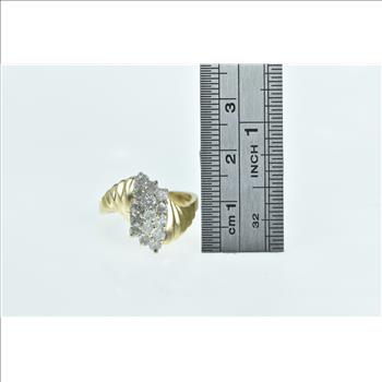 14K 0.90 Ctw Diamond Vintage Cluster Bypass Yellow Gold Ring, Size 6.5