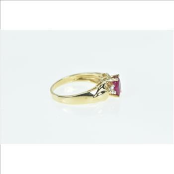 14K 0.90 Ctw Natural Ruby Diamond Engagement Yellow Gold Ring, Size 7.25