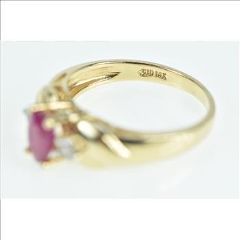 14K 0.90 Ctw Natural Ruby Diamond Engagement Yellow Gold Ring, Size 7.25