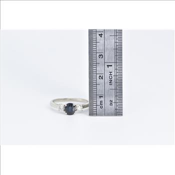 14K 0.90 Ctw Natural Sapphire Diamond Engagement White Gold Ring, Size 7.25