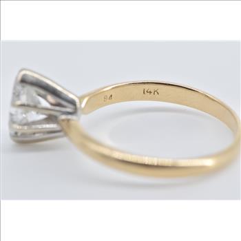 14K 0.91 Ct Marquise Diamond Solitaire Engagement Yellow Gold Ring, Size 7.25