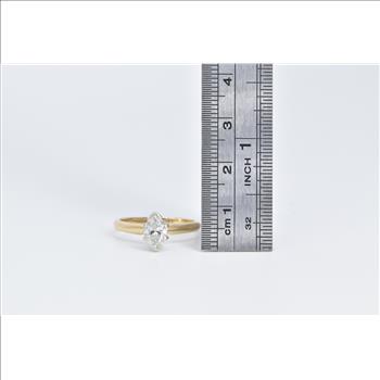 14K 0.91 Ct Marquise Diamond Solitaire Engagement Yellow Gold Ring, Size 7.25