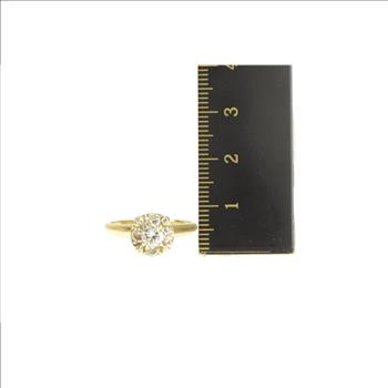 14K 0.92 Ctw 1940's Diamond Cluster Engagement Yellow Gold Ring, Size 7.25