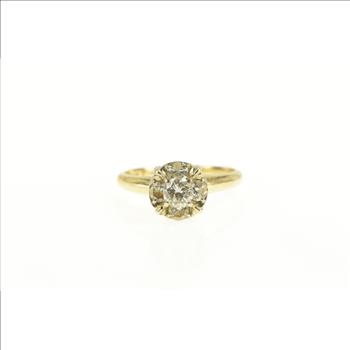 14K 0.92 Ctw 1940's Diamond Cluster Engagement Yellow Gold Ring, Size 7.25