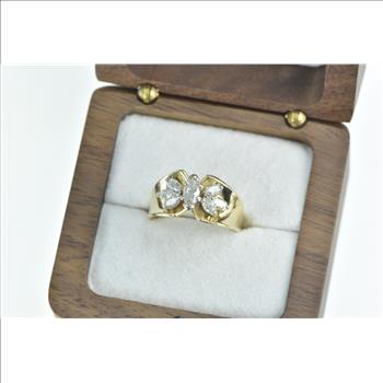 14K 0.93 Ctw Marquise Diamond Engagement Yellow Gold Ring, Size 6.75