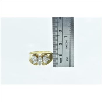 14K 0.93 Ctw Marquise Diamond Engagement Yellow Gold Ring, Size 6.75
