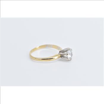 14K 0.94 Ct Natural Diamond Solitaire Engagement Yellow Gold Ring, Size 5