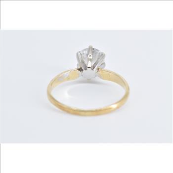 14K 0.94 Ct Natural Diamond Solitaire Engagement Yellow Gold Ring, Size 5