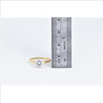 14K 0.94 Ct Natural Diamond Solitaire Engagement Yellow Gold Ring, Size 5