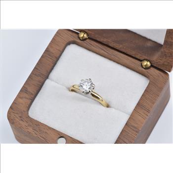 14K 0.94 Ct Natural Diamond Solitaire Engagement Yellow Gold Ring, Size 5