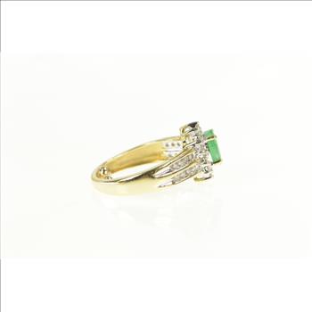 14K 0.94 Ctw Emerald Diamond Halo Engagement Yellow Gold Ring, Size 6.5
