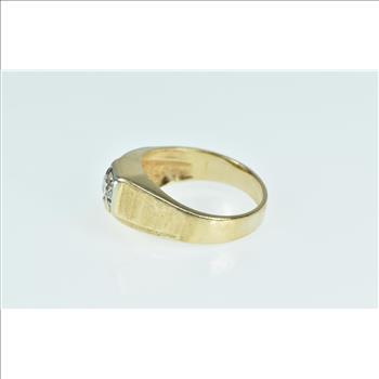 14K 0.95 Ctw 1960's Diamond Men's Bypass Yellow Gold Ring, Size 11.5