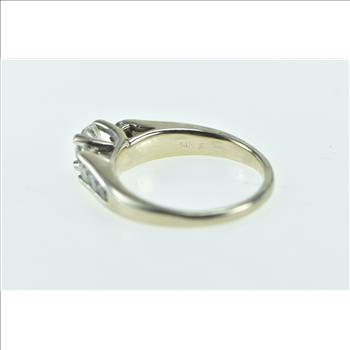 14K 0.95 Ctw Classic Three Diamond Engagement White Gold Ring, Size 6.5