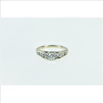 14K 0.95 Ctw Classic Three Diamond Engagement White Gold Ring, Size 6.5