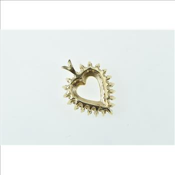 14K 0.95 Ctw Diamond Cluster Heart Love Symbol Yellow Gold Pendant